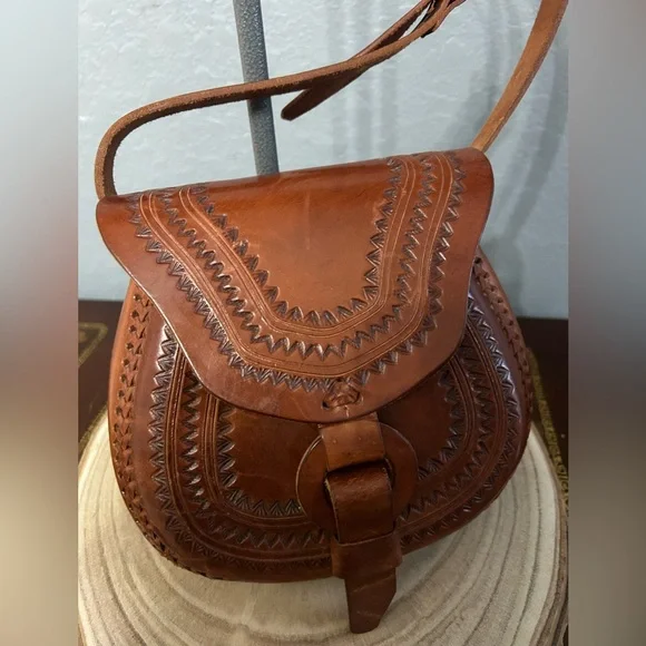 Brown Boho Hand Tooled Leather Crossbody Bag
#922 - Picture 3 of 12